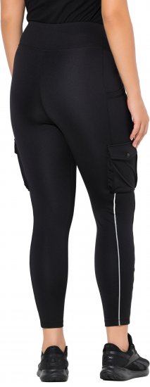 Ulla Popken Cargo Pocket Fleece Lined Sports Leggings Black - Džíny & Kalhoty ve Velkých Velikostech – Plus Size - 