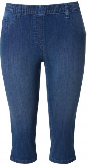 Ulla Popken Denim Elastic Waist Capres Blue Denim - Džíny & Kalhoty ve Velkých Velikostech – Plus Size - 
