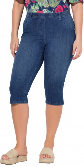 Ulla Popken Denim Elastic Waist Capres Blue Denim - Džíny & Kalhoty ve Velkých Velikostech – Plus Size - 