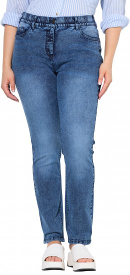 Ulla Popken Vintage Wash Stretch Fit Jeans Blue Denim - Džíny & Kalhoty ve Velkých Velikostech – Plus Size - 