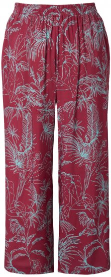 Ulla Popken Wide Leg Elastic Waist Jungle Print Palazzo Pants Brown - Džíny & Kalhoty ve Velkých Velikostech – Plus Size - 