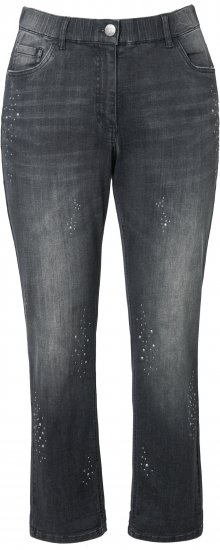 Ulla Popken Rivet Detail Stretch Fit Boyfriend Jeans Black - Džíny & Kalhoty ve Velkých Velikostech – Plus Size - 