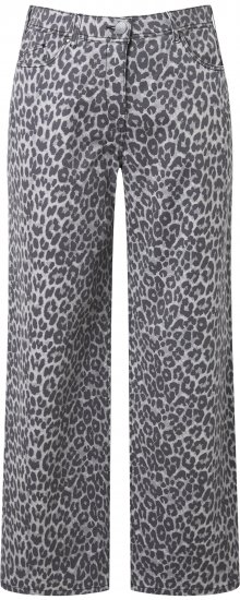 Ulla Popken Leopard Print Stretch Fit Jeans Beige - Džíny & Kalhoty ve Velkých Velikostech – Plus Size - 