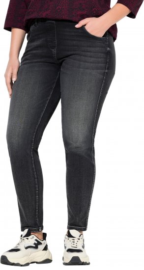 Ulla Popken Vintage Wash Jeggings Black - Džíny & Kalhoty ve Velkých Velikostech – Plus Size - 