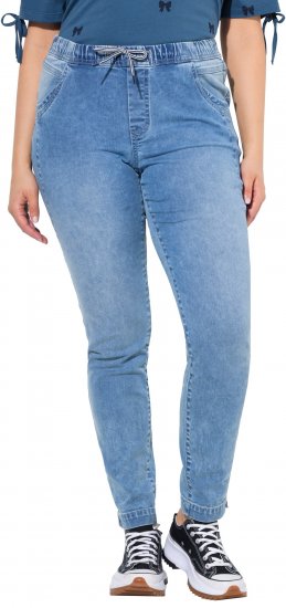 Ulla Popken Drawstring Jeggings Blue Denim - Džíny & Kalhoty ve Velkých Velikostech – Plus Size - 