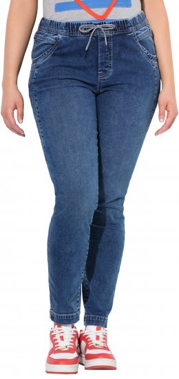 Ulla Popken Drawstring Jeggings Blue - Džíny & Kalhoty ve Velkých Velikostech – Plus Size - 