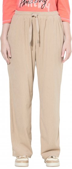 Ulla Popken Corduroy Elastic Waist Pants Brown - Džíny & Kalhoty ve Velkých Velikostech – Plus Size - 