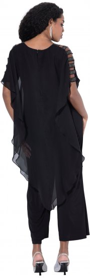 Ulla Popken Layered Chiffon Wrap Jumpsuit Grey - Džíny & Kalhoty ve Velkých Velikostech – Plus Size - 