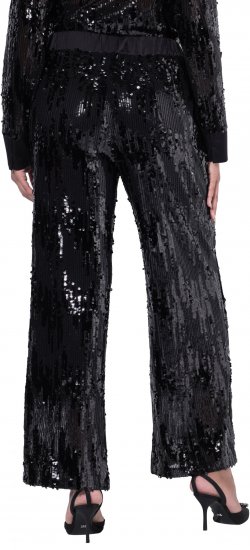 Ulla Popken Sequined Elastic Waist Pants Black - Džíny & Kalhoty ve Velkých Velikostech – Plus Size - 