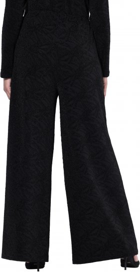 Ulla Popken Wide Leg Elastic Waist Glitter Pants Black - Džíny & Kalhoty ve Velkých Velikostech – Plus Size - 