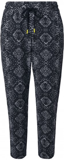 Ulla Popken Snake Print Elastic Waist Joggers Black - Džíny & Kalhoty ve Velkých Velikostech – Plus Size - 