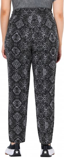 Ulla Popken Snake Print Elastic Waist Joggers Black - Džíny & Kalhoty ve Velkých Velikostech – Plus Size - 