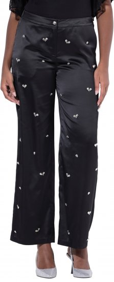 Ulla Popken Rhinestone Detail Comfort Waist Pants Black - Džíny & Kalhoty ve Velkých Velikostech – Plus Size - 