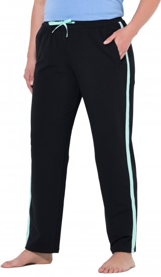Ulla Popken Side Stripe Elastic Waist Joggers Black - Džíny & Kalhoty ve Velkých Velikostech – Plus Size - 