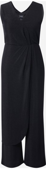 Ulla Popken Draped Sleeveless Glitter Jumpsuit Navy - Džíny & Kalhoty ve Velkých Velikostech – Plus Size - 