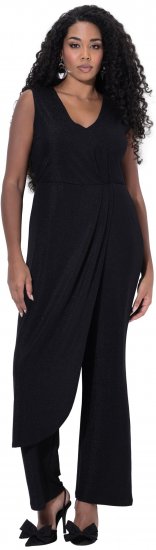 Ulla Popken Draped Sleeveless Glitter Jumpsuit Navy - Džíny & Kalhoty ve Velkých Velikostech – Plus Size - 
