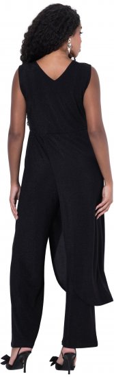 Ulla Popken Draped Sleeveless Glitter Jumpsuit Navy - Džíny & Kalhoty ve Velkých Velikostech – Plus Size - 