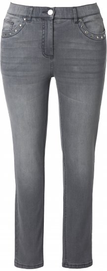 Ulla Popken Rivet Studded Stretch Fit Jeans Grey Denim - Džíny & Kalhoty ve Velkých Velikostech – Plus Size - 