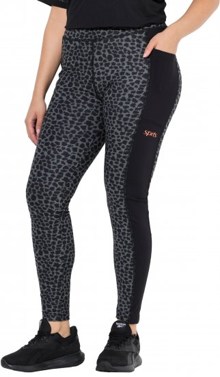 Ulla Popken Quick Drying Leopard Print Sport Leggings Black - Džíny & Kalhoty ve Velkých Velikostech – Plus Size - 