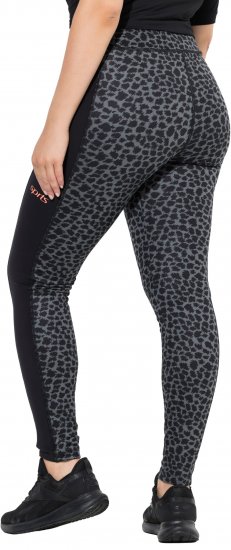 Ulla Popken Quick Drying Leopard Print Sport Leggings Black - Džíny & Kalhoty ve Velkých Velikostech – Plus Size - 