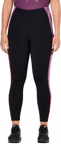 Ulla Popken Quick Drying Botanical Print Sport Leggings Black - Džíny & Kalhoty ve Velkých Velikostech – Plus Size - 