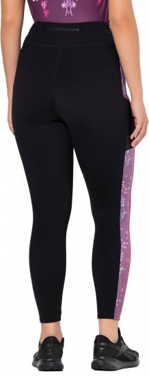 Ulla Popken Quick Drying Botanical Print Sport Leggings Black - Džíny & Kalhoty ve Velkých Velikostech – Plus Size - 