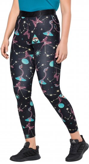 Ulla Popken Quick Drying Celestial Print Sport Leggings Black - Džíny & Kalhoty ve Velkých Velikostech – Plus Size - 