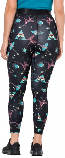Ulla Popken Quick Drying Celestial Print Sport Leggings Black - Džíny & Kalhoty ve Velkých Velikostech – Plus Size - 