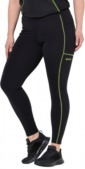 Ulla Popken Neon Seam Quick Drying Performance Leggings Black - Džíny & Kalhoty ve Velkých Velikostech – Plus Size - 