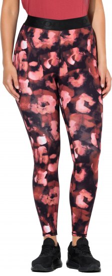 Ulla Popken Abstract Flower Print Performance Leggings Red - Džíny & Kalhoty ve Velkých Velikostech – Plus Size - 