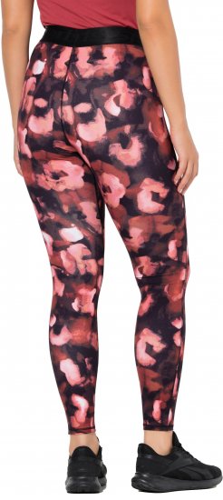 Ulla Popken Abstract Flower Print Performance Leggings Red - Džíny & Kalhoty ve Velkých Velikostech – Plus Size - 