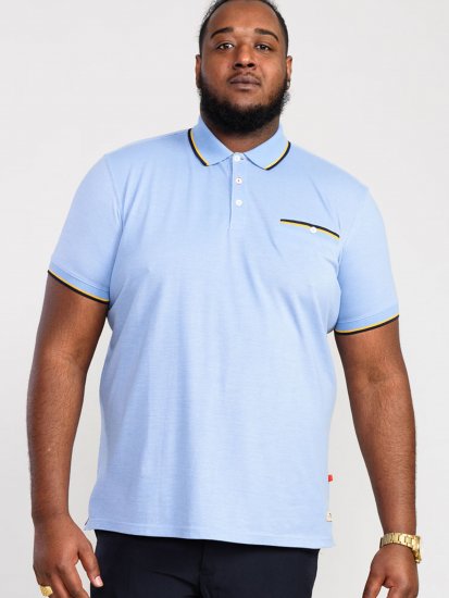D555 Talbot Pique with Jacquard Collar Polo Shirt Blue - Polokošile - Polokošile 2XL-8XL - Trička s límečkem 2XL-8XL
