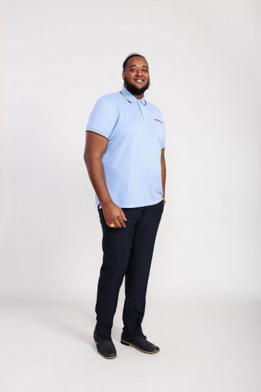D555 Talbot Pique with Jacquard Collar Polo Shirt Blue - Polokošile - Polokošile 2XL-8XL - Trička s límečkem 2XL-8XL