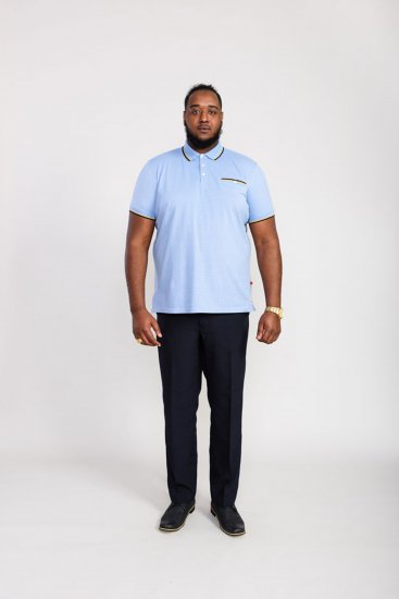 D555 Talbot Pique with Jacquard Collar Polo Shirt Blue - Polokošile - Polokošile 2XL-8XL - Trička s límečkem 2XL-8XL
