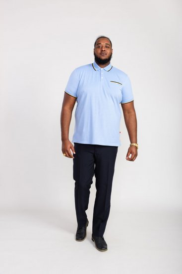 D555 Talbot Pique with Jacquard Collar Polo Shirt Blue - Polokošile - Polokošile 2XL-8XL - Trička s límečkem 2XL-8XL