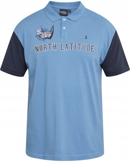 North Latitude 61131 Piké Polokošile s Kontrastními Rukávy a Výšivkou Modrá - Polokošile - Polokošile 2XL-8XL - Trička s límečkem 2XL-8XL