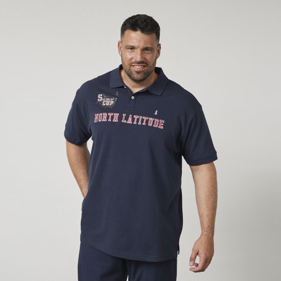North Latitude 61131 Piké Polokošile s Kontrastními Rukávy a Výšivkou Námořnická Modrá - Polokošile - Polokošile 2XL-8XL - Trička s límečkem 2XL-8XL