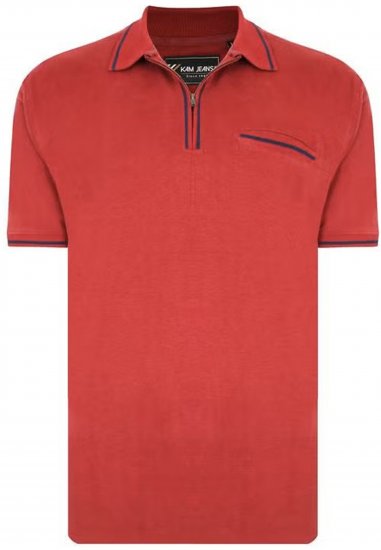 Kam Jeans 5449 Short Sleeve with Zipper Polo Shirt Red - Polokošile - Polokošile 2XL-8XL - Trička s límečkem 2XL-8XL