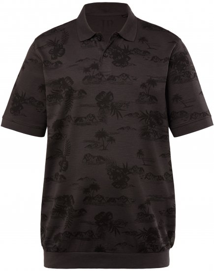 JP1880 Pique with All-over Print Polo Shirt TALL Black - TALL polokošile - TALL polo trička pro vysoké muže