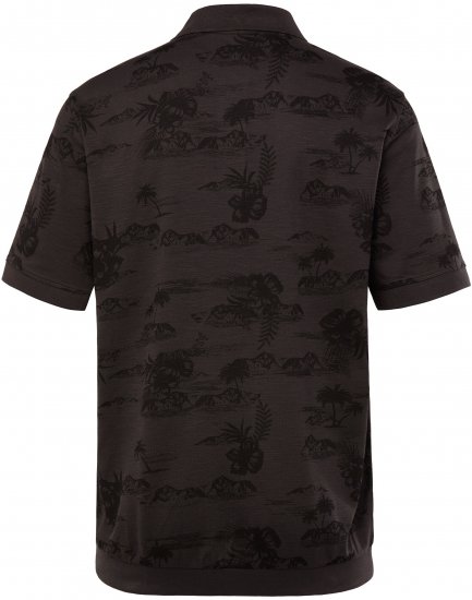 JP1880 Pique with All-over Print Polo Shirt TALL Black - TALL polokošile - TALL polo trička pro vysoké muže