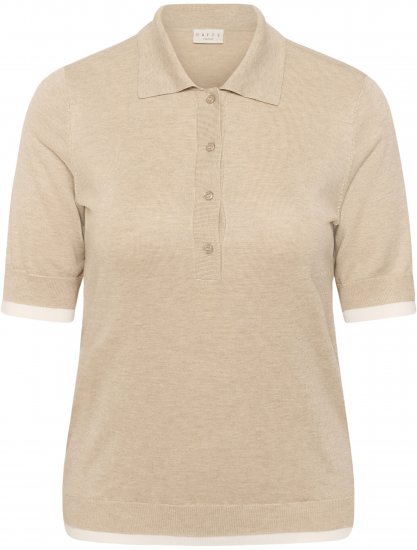 Kaffe Curve Lizzy Contrast Knitted Polo Feather Grey Melange - Polokošile - 