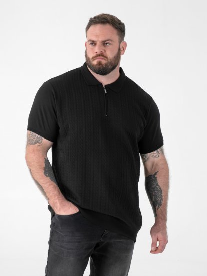 D555 Kennedy Cable Knitted Polo Black - Polokošile - Polokošile 2XL-8XL - Trička s límečkem 2XL-8XL