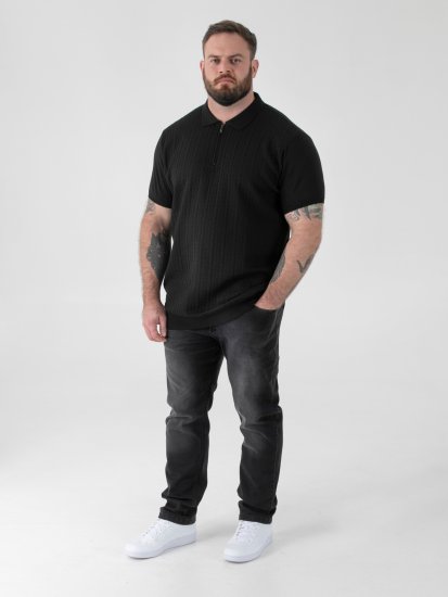 D555 Kennedy Cable Knitted Polo Black - Polokošile - Polokošile 2XL-8XL - Trička s límečkem 2XL-8XL