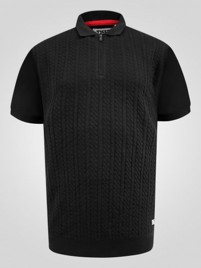 D555 Kennedy Cable Knitted Polo Black - Polokošile - Polokošile 2XL-8XL - Trička s límečkem 2XL-8XL