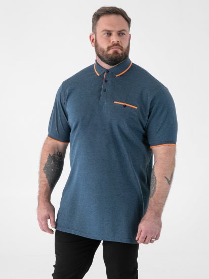 D555 Harvey Pique with Jacquard Collar & Cuffs Polo Teal - Polokošile - Polokošile 2XL-8XL - Trička s límečkem 2XL-8XL