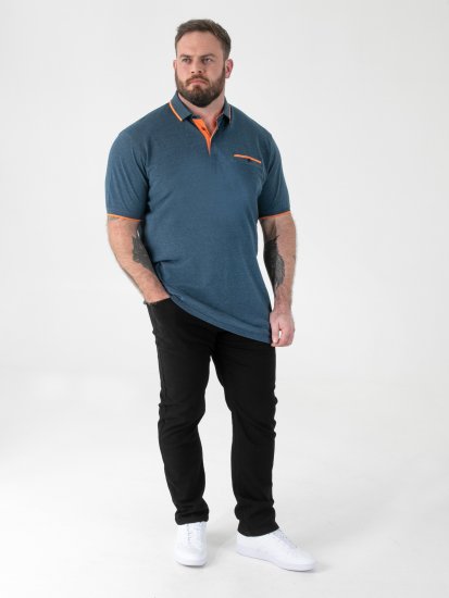 D555 Harvey Pique with Jacquard Collar & Cuffs Polo Teal - Polokošile - Polokošile 2XL-8XL - Trička s límečkem 2XL-8XL