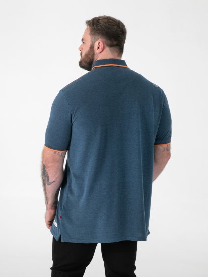D555 Harvey Pique with Jacquard Collar & Cuffs Polo Teal - Polokošile - Polokošile 2XL-8XL - Trička s límečkem 2XL-8XL