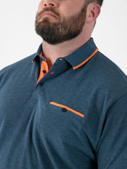 D555 Harvey Pique with Jacquard Collar & Cuffs Polo Teal - Polokošile - Polokošile 2XL-8XL - Trička s límečkem 2XL-8XL