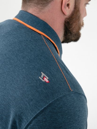 D555 Harvey Pique with Jacquard Collar & Cuffs Polo Teal - Polokošile - Polokošile 2XL-8XL - Trička s límečkem 2XL-8XL