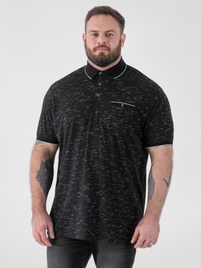 D555 Murphy Jacquard Collar And Cuff With Chest Pocket Polo Black - Polokošile - Polokošile 2XL-8XL - Trička s límečkem 2XL-8XL
